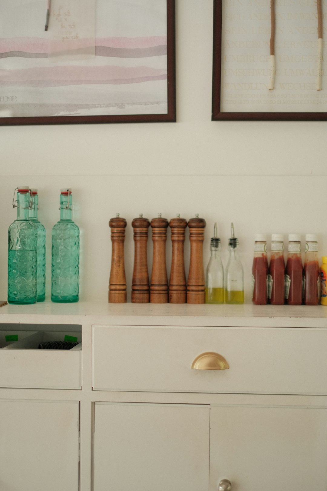 a shelf with bottles on it