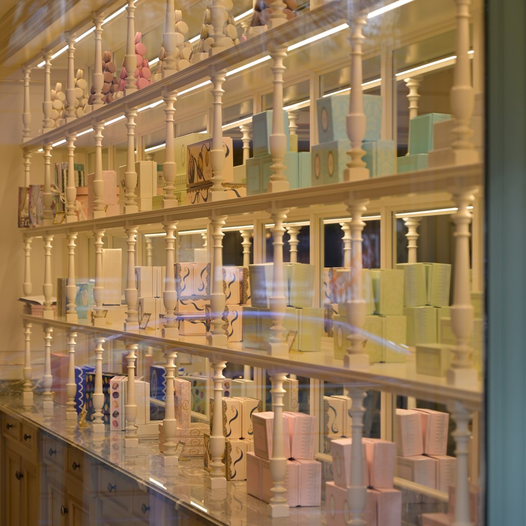 A large display case filled with lots of bottles
